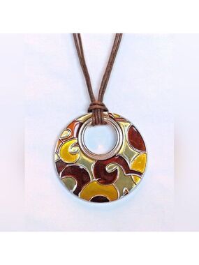 LIA SOPHIA "NECKLACE - MODERN DESIGN & LEATHER CHOKER 16"-19" NWOT